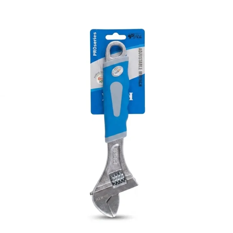 Premium Adjustable Wrench PRO series with blue rubber grip handle