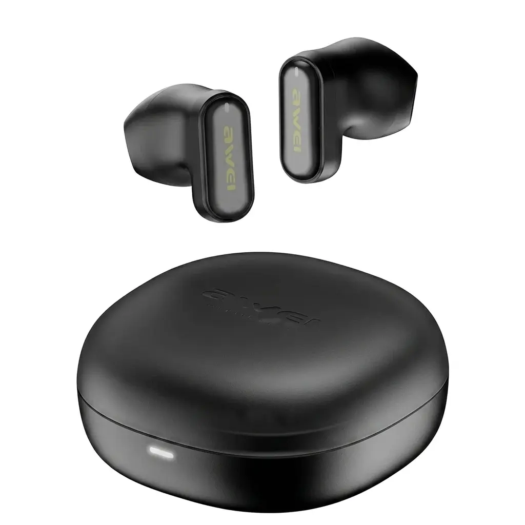 Awei T76 TWS Earbuds - Official Warranty Awei T76 TWS Wireless Earbuds Black color with Charging Case