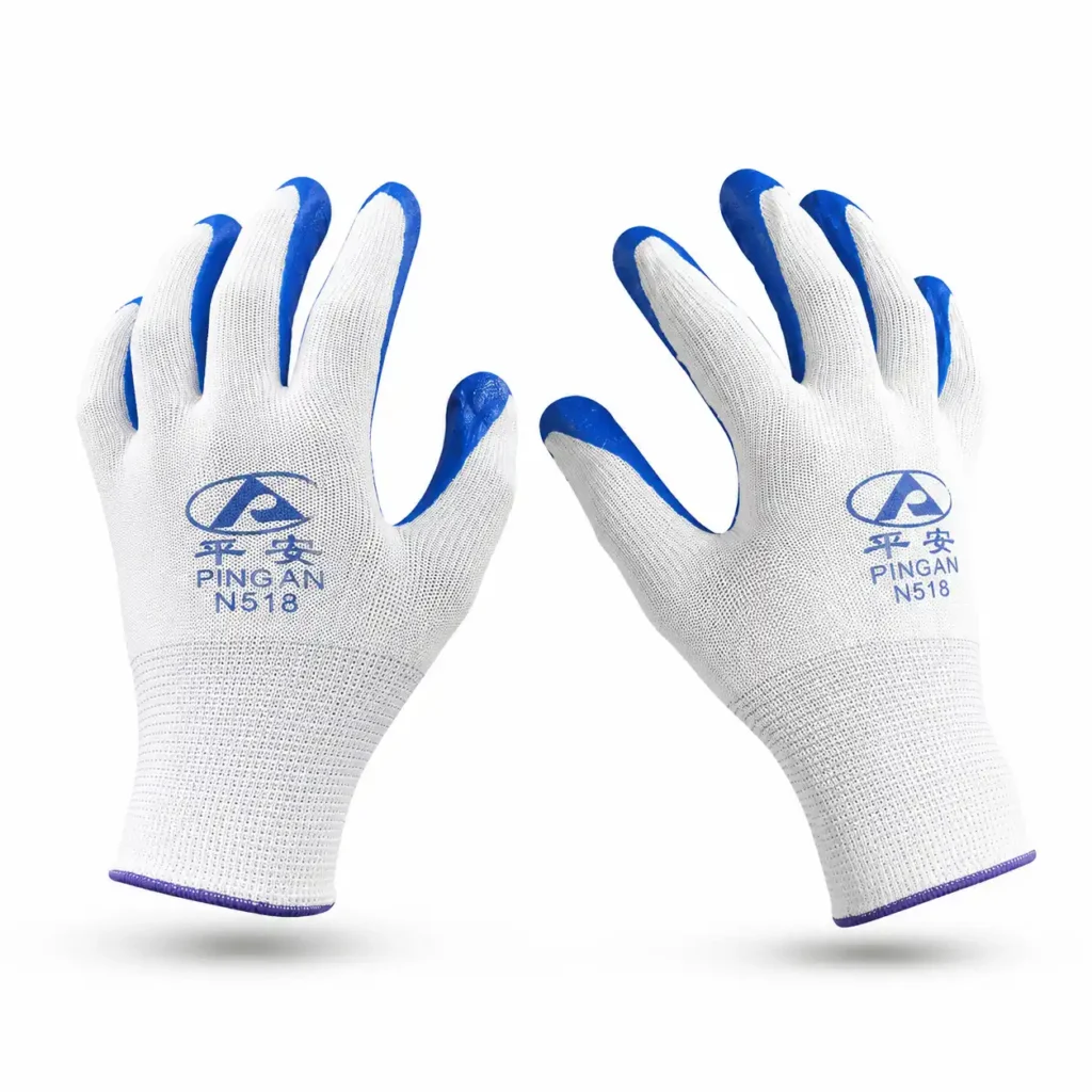 Ping An N518 blue coated industrial safety gloves for hand protection