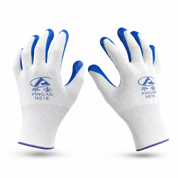 Ping An N518 blue coated industrial safety gloves for hand protection